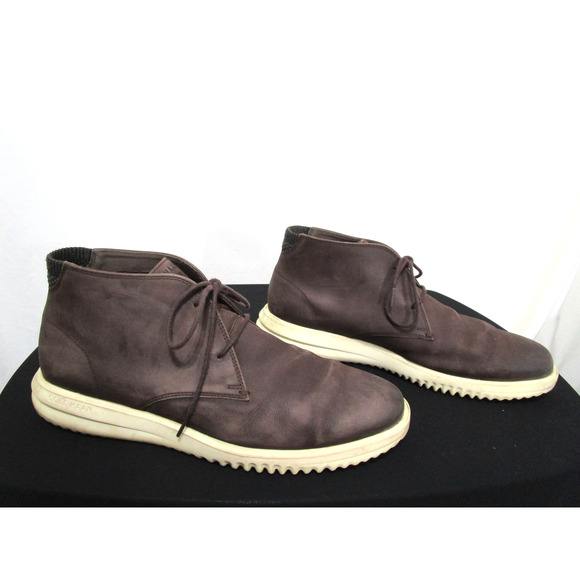 Cole Haan Grand + Brown Leather Chukka Sneaker Boots Men Sz 12 M - Picture 1 of 10